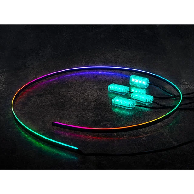 LED RGB Interiørlyssett USB tilkobling, 4 lysenheter & lysstripe 