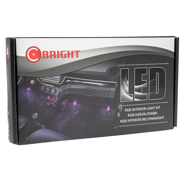 LED RGB Interiørlyssett USB tilkobling, 4 lysenheter 