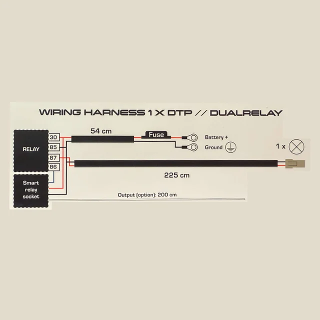 XBB kabelsett DTP-2 kontakt, 40A Relé, 30A sikring 