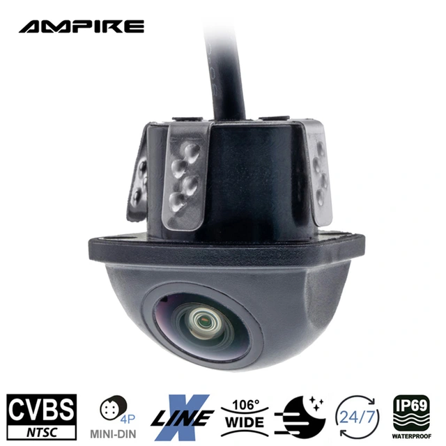 Ampire ryggekamera (CVBS) Universalt for innfelling, 106 grader 