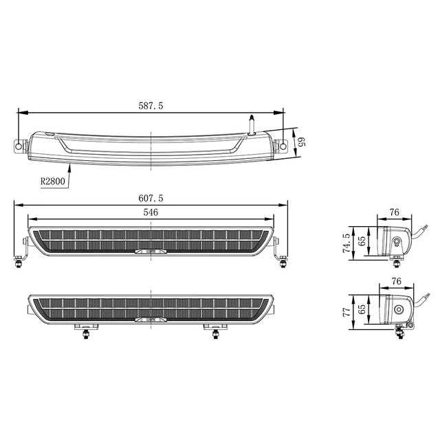 OZZ DRB1 P20" Black ledbar kurvet 20", 9900 Lumen, 134W, pos.lys 