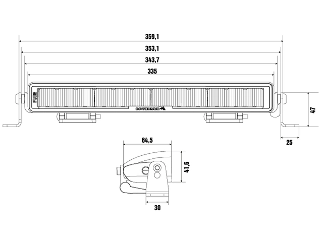 Optibeam Pure 335 13", 12190 lumen, Posisjonslys 