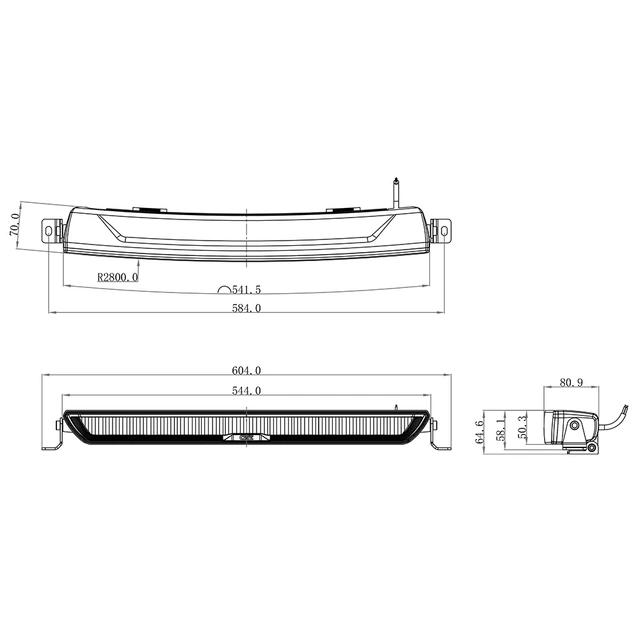 OZZ XB1 P20" White ledbar kurvet 20", 7000 Lumen, 98W, pos.lys 