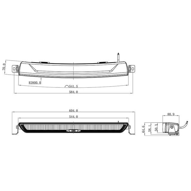 OZZ XB1 P20" Black ledbar kurvet 20", 7000 Lumen, 98W, pos.lys 