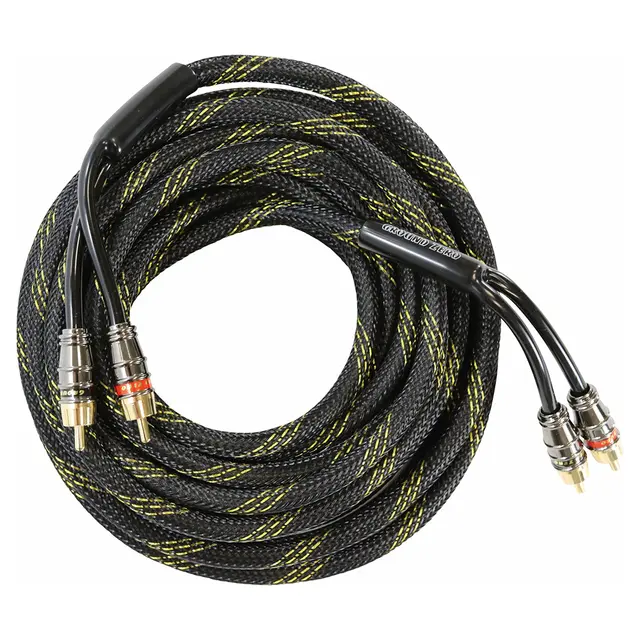 Ground Zero RCA signalkabel 2m 2 Meter, Trippelskjermet, twisted 