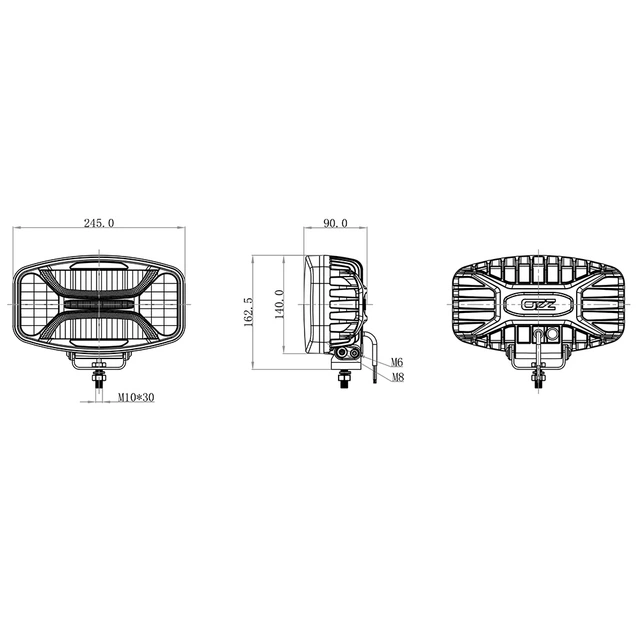 OZZ XO1 P LED fjernlys med varsellys Hvit, 5100 Lumen, per stykk 