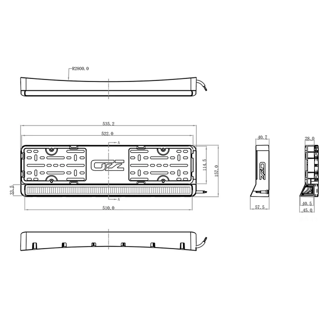 OZZ LP1 White ledbar 4880 Lumen, Integrert i skilbrakett 