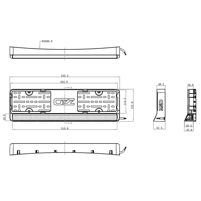 OZZ LP1 Black ledbar 4880 Lumen, Integrert i skilbrakett 