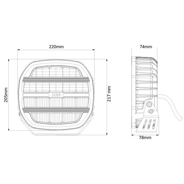 XG9 Driving Light Black Multicolor Parklys Hvit, Gul og Grønn. 