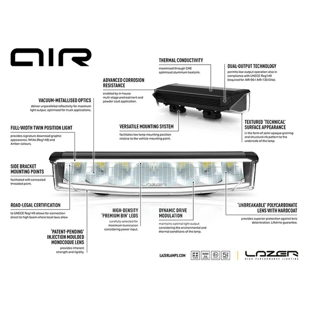 Lazer Air 55 16", LED, 6.800 Lumen, Kombo, 400 meter 