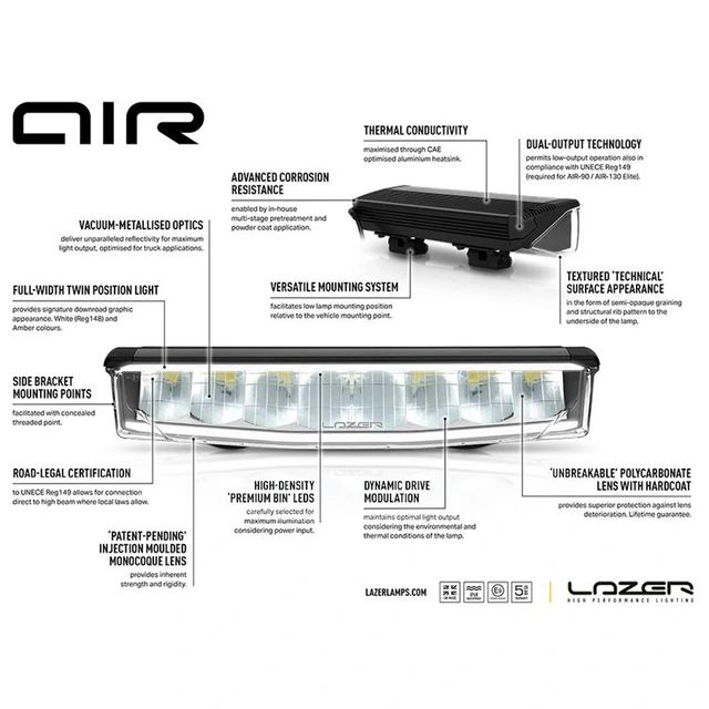 Lazer Air 130 Elite 16", LED, 12.500 Lumen, Kombo, 592 meter 