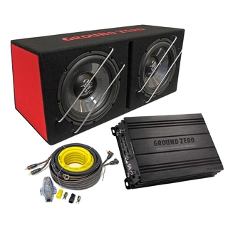 Ground Zero basspakke 2x12", forsterker, kabelsett