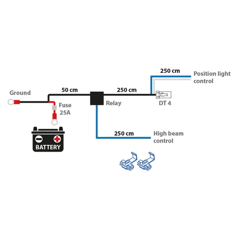 Autoline relésett 12/24V 4-pin DT, 12/24 volt