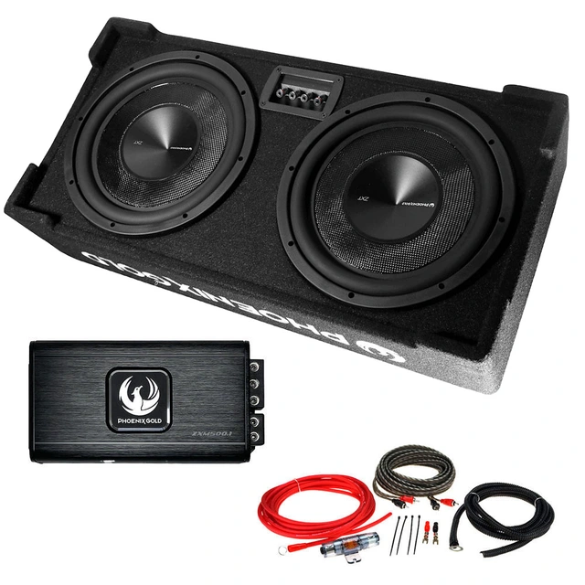 Phoenix Gold basspakke 5 2x12" i slimkasse, forsterker, kabelsett 