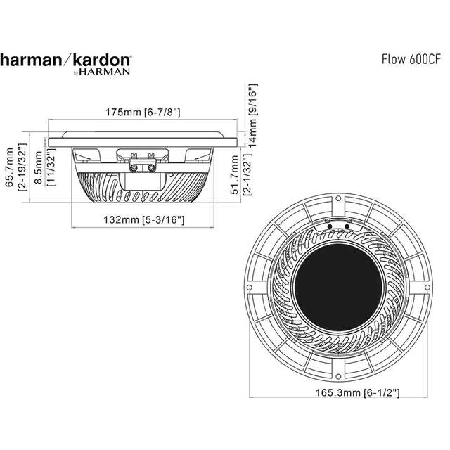 Harman/Kardon FLOW600S komponentsett 6,5", 120W RMS, 360W Maks. 