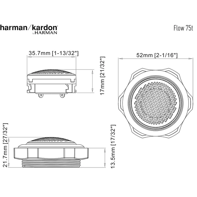 Harman/Kardon FLOW75T diskanter 19mm, 120W RMS, 360W Maks. 