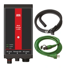DEFA Ladepakke 1x20A, 12V 12V, 20A batterilader og kabler