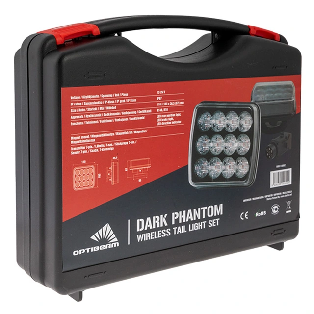 Optibeam Dark Phantom trådløs baklyssett Trådløse baklys for tilhenger 