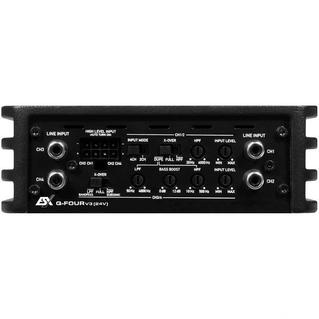 ESX Q-FOURv3 (24V). 4-kanals forsterker 4x120W RMS, 2 Ohm, Klasse D, 24V 