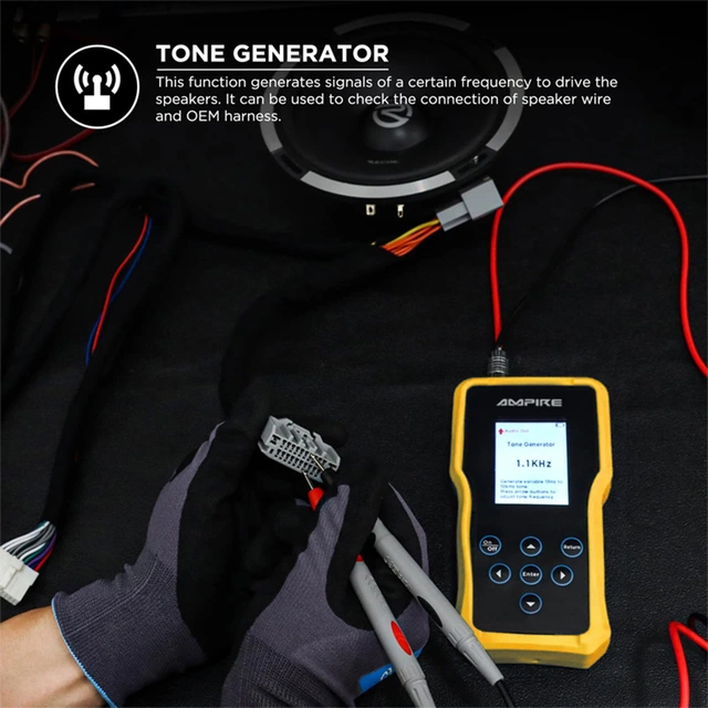 AMPIRE multifunksjonell lydtester Signalgenerator, motstand og fasemåling+ 