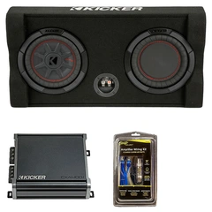 Kicker Key Down-Firing Basspakke 8" Basskasse, forsterker og kabelsett