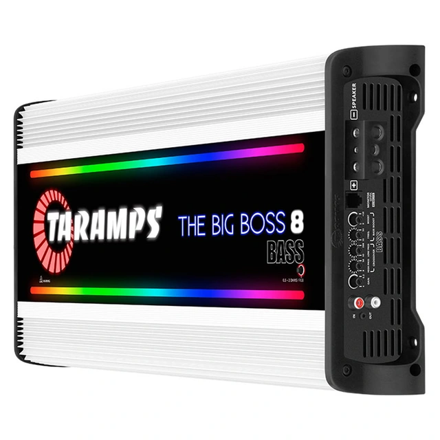Taramps The Big Boss 8 Bass monoforst. 8000W RMS, 0.5-2 Ohm, RGB, Hvit 