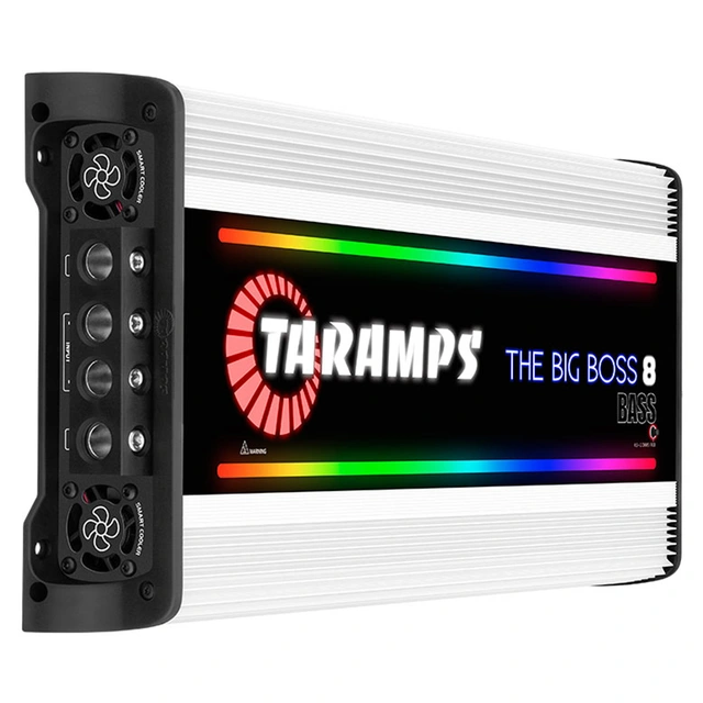 Taramps The Big Boss 8 Bass monoforst. 8000W RMS, 0.5-2 Ohm, RGB, Hvit 