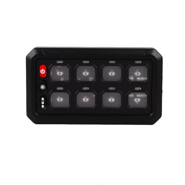 Lumen 8 bryterpanel med strømfordeling 8 knapper, 12/24V, App og styringspanel 