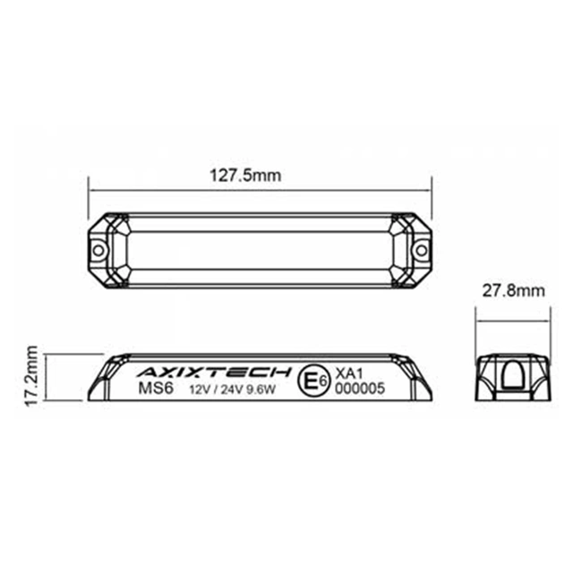 Axixtech Stealth LED MS6 varsellys Blå, 12/24V, ECE R65 Class2 (XB2) 
