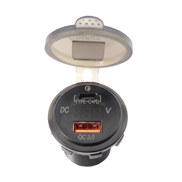4 CONNECT Voltmeter med USB-C/A Vanntett,12-24V 