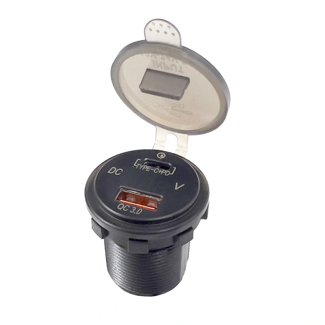 4 CONNECT Voltmeter med USB-C/A Vanntett,12-24V 