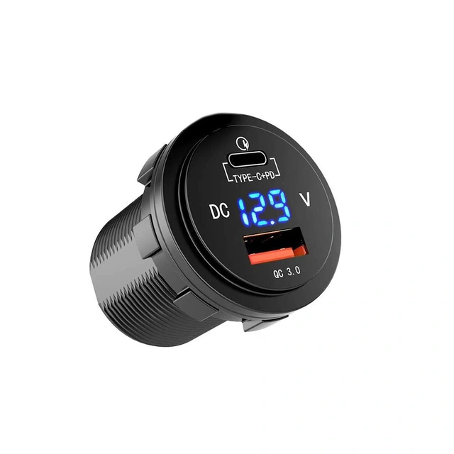 4 CONNECT Voltmeter med USB-C/A Vanntett,12-24V 