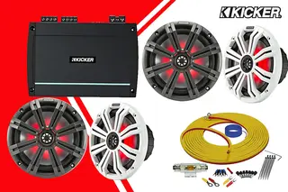 Kicker "RED" båtstereopakke KXMA4004 2x KM84L SEA4287