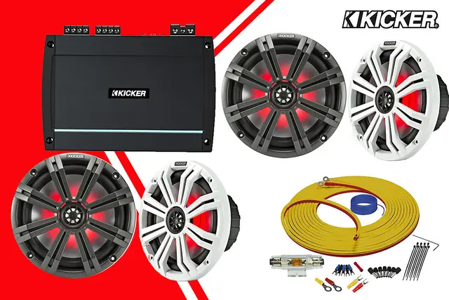 Kicker "RED" båtstereopakke KXMA4004 2x KM84L SEA4287 