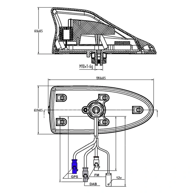 ConnectED FM/DAB/GPS-haifinneantenne Haifinne. Uten kabler 