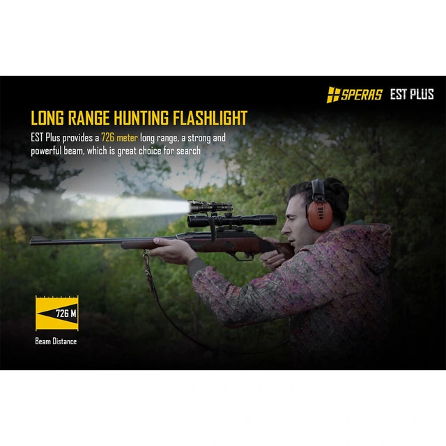 SPERAS EST PLUS Lommelykt 1600 Lumen, 726 meter kastelengde 