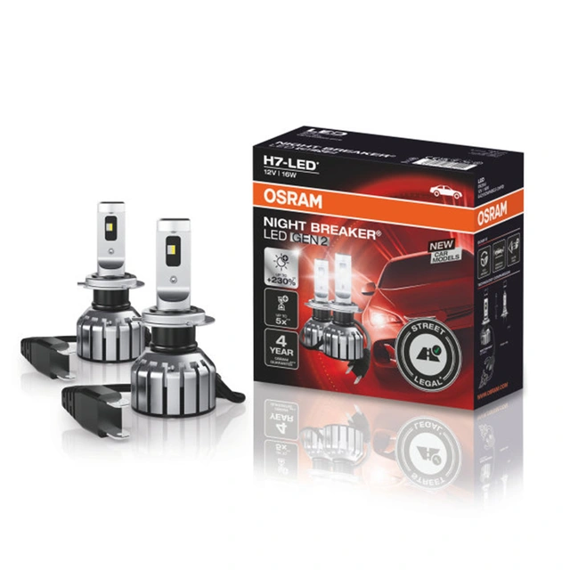 Osram Night Breaker H7 LED Gen 2 LED, H7, Godkjent LED pære, 2stk 
