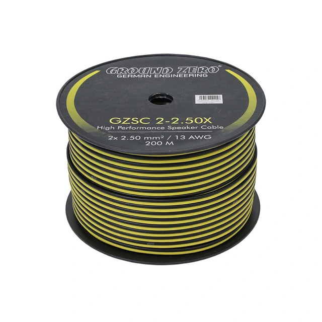 Ground Zero høyttalerkabel 2,5mm2 CCA-kabel, sort/gul 