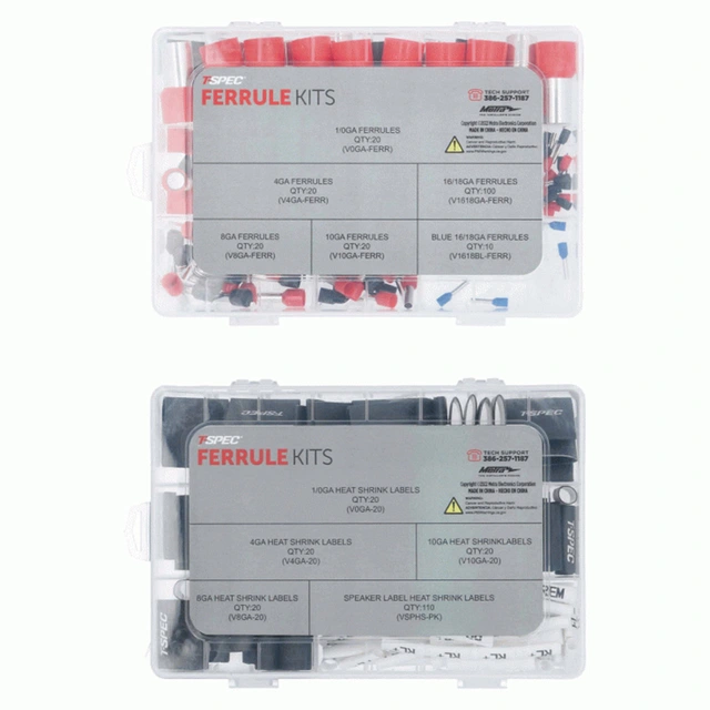 Sett med endehylser og krympestrømper 380 stk endehylser og krympestrømper 