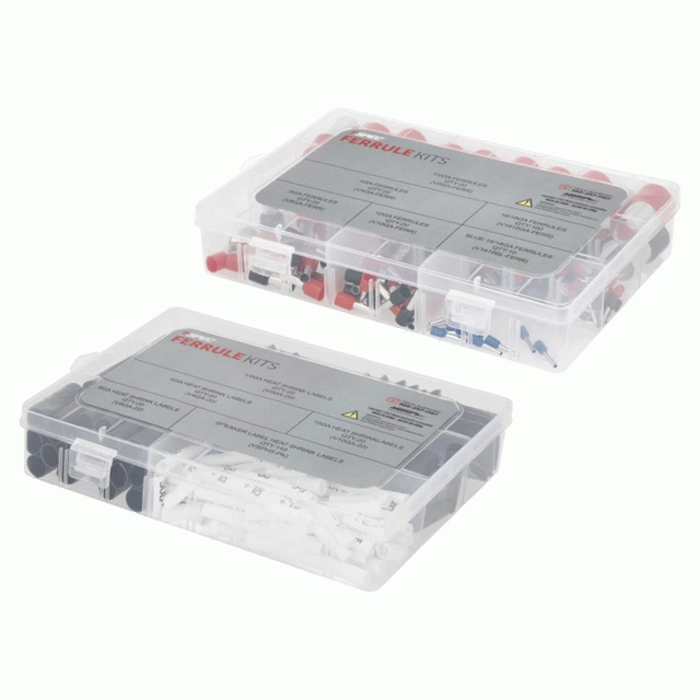 Sett med endehylser og krympestrømper 380 stk endehylser og krympestrømper 