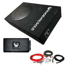 Phoenix Gold basspakke 2 8" i slimkasse, forsterker, kabelsett