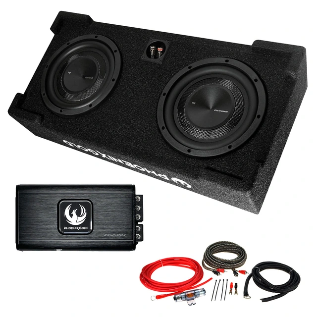 Phoenix Gold basspakke 3 2x8" i slimkasse, forsterker, kabelsett 