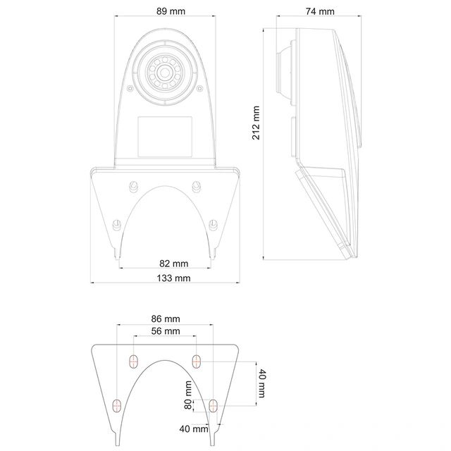 Ampire ryggekamera (CVBS) Takmontering varebil, 15 meter kabel 