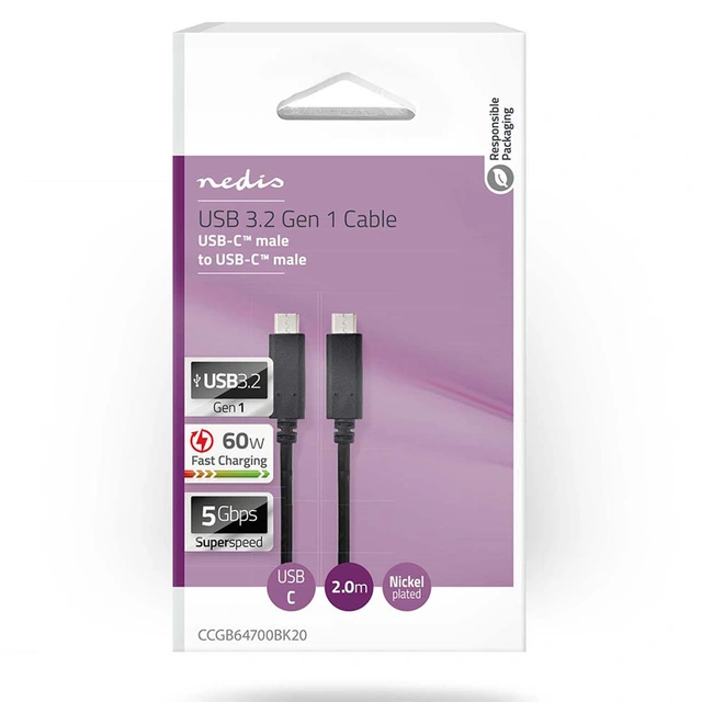 USB C - USB C kabel USB C, 3.2 Gen 1, 2 meter 