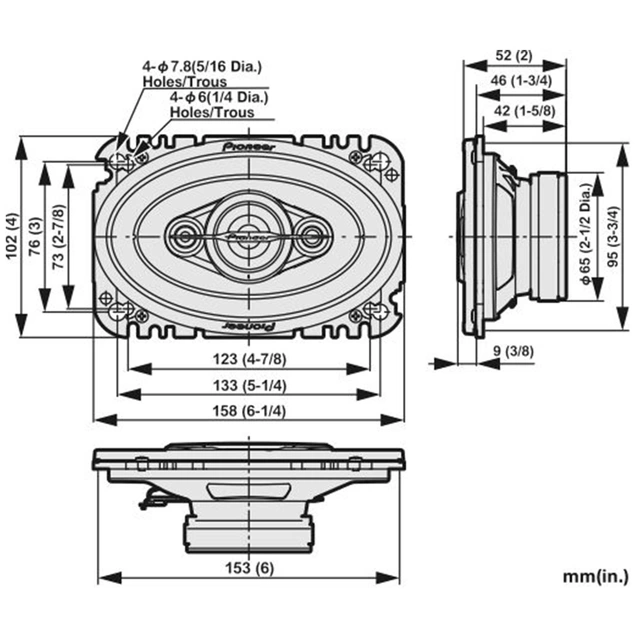 Pioneer TS-A4671F høyttalersett 4x6", 30W RMS, 210W Maks, 4 Ohm 
