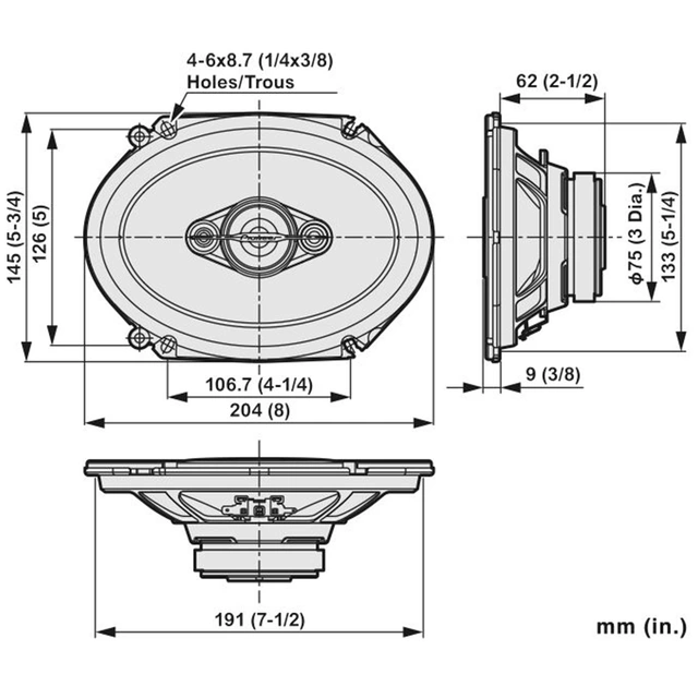 Pioneer TS-A6881F høyttalersett 6x8", 80W RMS, 350W Maks, 4 Ohm 