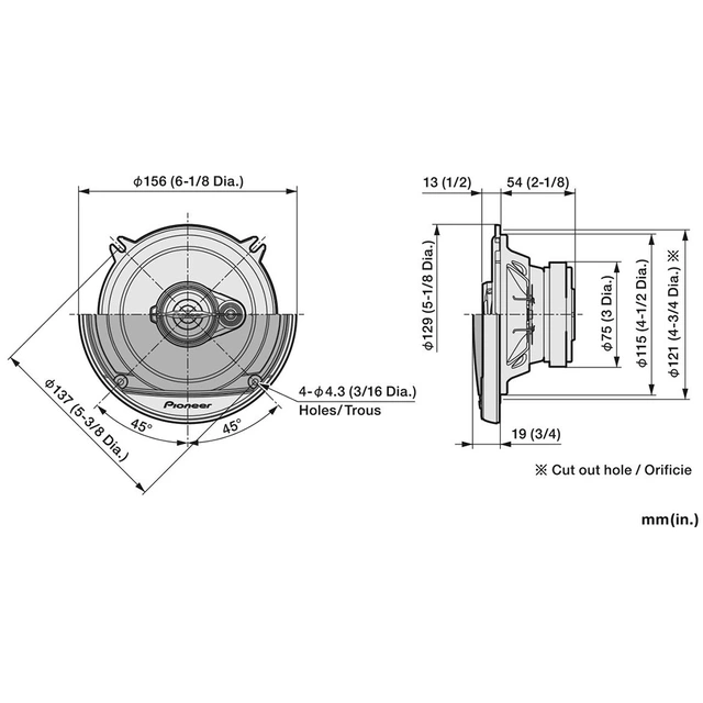 Pioneer TS-A1371F høyttalerpar 5,25", 50W RMS, 300W Maks, 4 Ohm 