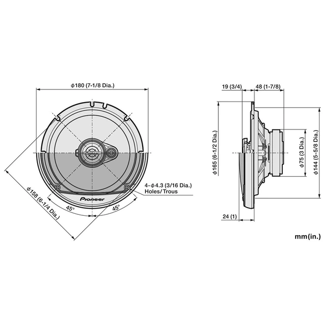 Pioneer TS-A1671F høyttalerpar 6,5", 70W RMS, 320W Maks, 4 Ohm 