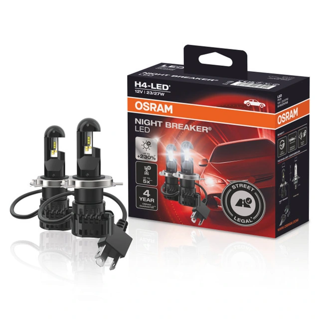 Osram Night Breaker H4 LED LED, H4, Godkjent LED pære, 2stk 
