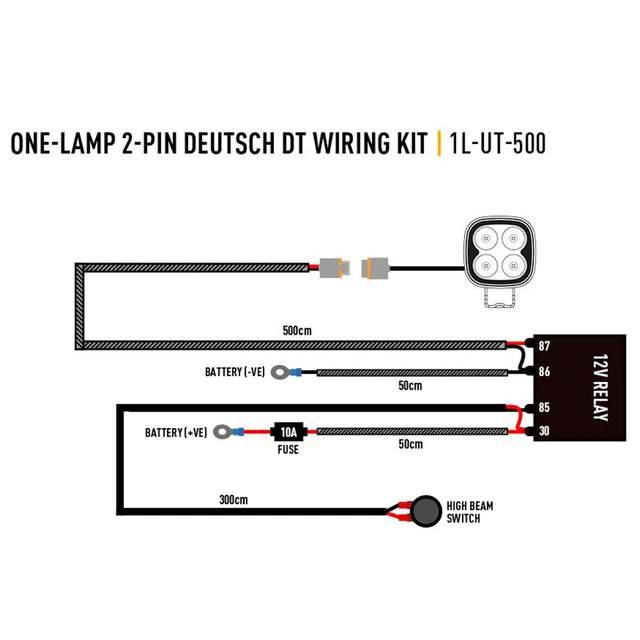 Lazer relèsett/kabelsett, 1 kontakt DT Deutsch, 1 kontakt 